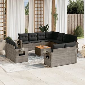 Set Divano da Giardino in Rattan PE Grigio, Arredamento da Esterno Pieghevole, Design Contemporaneo con Cuscini in Schiuma ad Alta Densità - Product Image 1