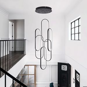 Lampadario a Sospensione LED Moderno con Anello, per Soffitti Alti, 3 Colori Dimmerabili, Contemporaneo, 78 Pollici, Nero - Product Image 3
