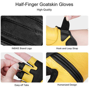 Gants de moto sans doigts en cuir, protection intégrale, antidérapants, rembourrés, pour cyclisme, vélo, fitness, gym, pour hommes, design personnalisé - Product Image 4