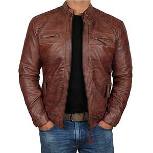 Men's Leather Jacket for Biker <b>Distressed</b> Genuine Lambskin <b>Top</b> Quality Material - Product Image 1