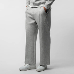 PHANTOM IMPEX Men's Gray Polyester/Cotton Sweatpants Drawstring <b>Elastic</b> <b>Waist</b> Side Pockets Casual Fit Lightweight Knitted - Product Image 1