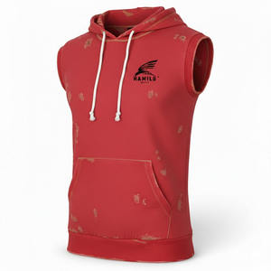 Camiseta sin Mangas de Alta Calidad OEM, Chaleco Deportivo Ajustado para Gimnasio, Camiseta con Capucha para Fisicoculturismo, Prenda Básica de Algodón Mezclado - Product Image 2