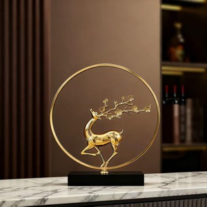 Escultura de Ciervo Dorado con Diseño Circular de Ramas Florales, Adorno de Arte Moderno para Mesa, Decoración para Sala de Estar y Regalo - Product Image 3