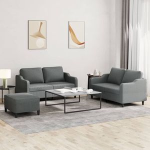 Set di Divani in Tessuto 100% Poliestere Grigio Scuro con Struttura in Metallo e Compensato Textilene per Soggiorno - Product Image 1