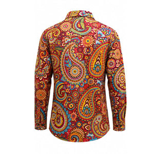 เสื้อเชิ้ตแขนยาวลายเพสลีย์สำหรับผู้ชาย ผ้าโพลีเอสเตอร์ พิมพ์ลายแบบซับลิเมชั่น แฟชั่นสำหรับทำงาน ดีไซน์สวมใส่สบาย - Product Image 3