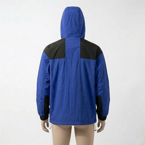 Veste coupe-vent bleue à capuche pour homme, prix de gros, respirante, séchage rapide, légère, pour trekking et voyage, avec fermeture éclair - Product Image 4