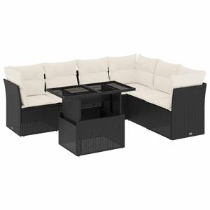 Set Divano da Giardino in Rattan Nero 6 Posti, Arredamento da Esterno Resistente alle Intemperie, Design Contemporaneo - Product Image 2
