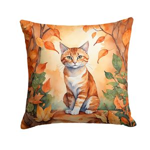 Suphalak gato en hojas de otoño almohada decorativa lavable a máquina para uso en interiores y exteriores 18H x 18W para sofá cama decoración de Patio - Product Image 1