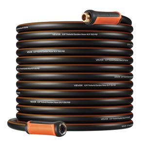 <b>100</b> <b>ft</b> Heavy Duty 5/8\" 4-Layer Rubber <b>Garden</b> <b>Hose</b> 150PSI Working 600PSI Burst 3/4\" Fitting Flexible Non-kink Outdoor Gardening - Product Image 1