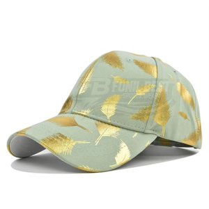 Spring and Autumn Sporty Baseball <b>Cap</b> with Bronze Feather 100% Polyester Twill Fabric Black Gold for Men and <b>Women</b> Beach Use - Product Image 6