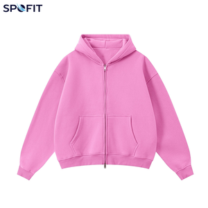 Sweat à capuche zippé double vintage surdimensionné et court pour homme, en coton 100% épais 360 g/m², personnalisable et brodé - Product Image 5