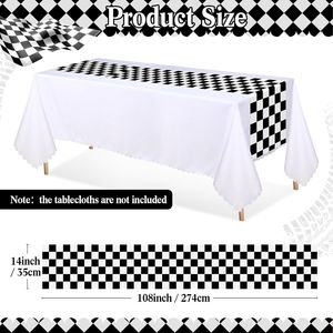 Set di 6 Runner da Tavolo in Plastica a Scacchi 14 X 108 Pollici, Tema Auto da Corsa per Decorazioni Festa di Compleanno - Product Image 2