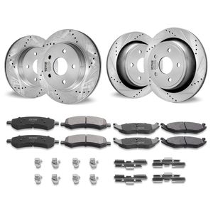 Kit Freni Anteriori e Posteriori con Dischi Forati e Scanalati per Dodge Ram 1500 07-2009 e Dodge Durango 06-2018, per Chrysler - Product Image 1