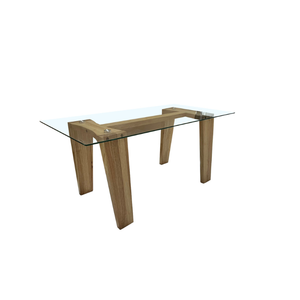 Table basse ovale double couche en bois massif avec plateau en verre, style artisanal moderne, pour salon et appartement, support stable - Product Image 2