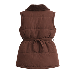 Chaleco Acolchado Ligero para Mujer, Sin Mangas, con Botones al Frente, Ribete de Punto, Cálido, Informal, para Otoño e Invierno - Product Image 2