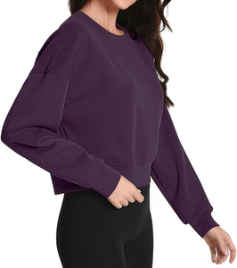 Sudaderas de Algodón con Logotipo Personalizado de Moda Urbana Exclusiva para Mujer, Sudadera Corta de Cuello Redondo con Forro Polar - Product Image 3