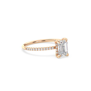 Bague solitaire halo caché en or massif 14 carats avec diamant de laboratoire HPHT CVD, design unique REYES, pour femme, cadeau de mariage luxueux, bijoux. - Product Image 3