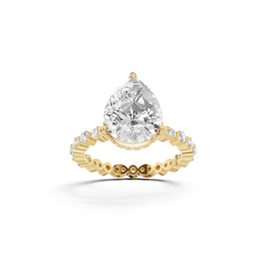 AMBER JEWELS Women 14KT Gold IGI Certified Lab Grown Pear Shape Diamond Halo Engagement <b>Ring</b> Alternating Marquise Cut Side - Product Image 1