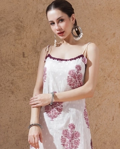 Salwar Kameez Recto de Rayón con Estampado Floral KV Maroon para Fiesta - Product Image 5