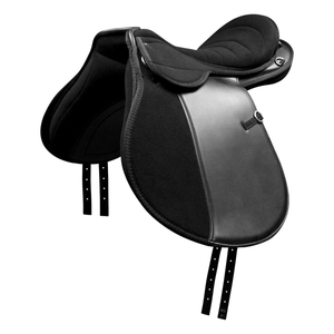 Selle d'équitation anglaise noire rembourrée en cuir synthétique confortable pour l'entraînement, le trail, le dressage et le saut d'obstacles - Product Image 3
