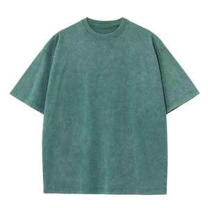 T-shirt uni en coton pur délavé pour homme, style vintage, unisexe, coupe oversize - Product Image 1
