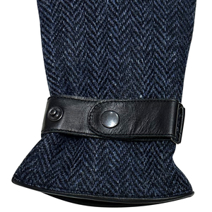 Blue Wool Tweed <b>Gloves</b> Wholesale Full Finger Sheepskin Leather Adjustable Strap Casual Style Classic <b>Mens</b> Winter Fashion <b>Gloves</b> - Product Image 5