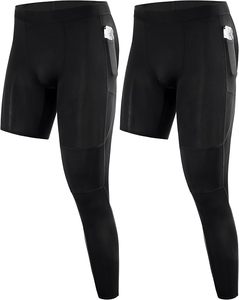 Road box Mallas de compresión de una pierna para hombre, pantalones de compresión de media pierna, leggings deportivos de capa base con bolsillos - Product Image 1