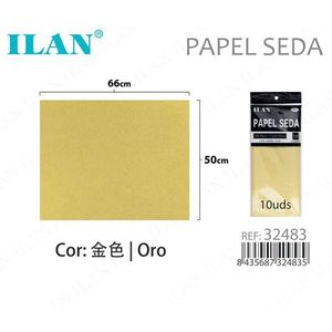 Carta velina Ilan 50x66 cm oro 10 pezzi - Product Image 1