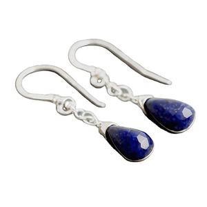 Pendientes ovalados de estilo bohemio de Plata de Ley 925 chapados en oro de 14 quilates y oro de 18 quilates con lapislázuli, joyería de gota a la moda - Product Image 1