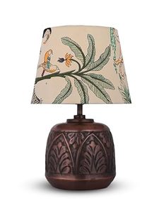 Decorative Bohemian Leaf Table Lamp Floral Fabric Lampshade Metal Base <b>Bedside</b> <b>Reading</b> <b>Light</b> Home Decor - Product Image 1