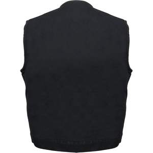 <b>Men's</b> Lightweight Collarless Club Style <b>Vest</b> <b>Black</b> L-Customizable Polyester Outerwear with Plus Size Feature and Hidden Zipper - Product Image 1