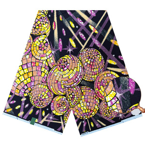 Nouveau Tissu Coton Ciré Africain Mode 2026 de Haute Qualité Grand Super Pailleté Imprimé <span class=keywords><strong>Doré</strong></span> <span class=keywords><strong>Pagne</strong></span> pour Robe de Mariée - Product Image 5