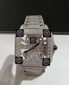 Montre de luxe unisexe en acier inoxydable avec cadran à aiguilles en moissanite, GPS, date automatique, résistance à l'eau 10 bars, boîtier et bracelet - Product Image 1