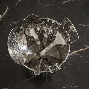 Porte-couverts perforé de taille moyenne, finition argentée, qualité supérieure, porte-couverts de cuisine à prix abordable - Product Image 3