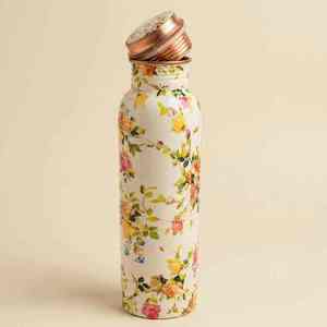 Base blanche avec motif imprimé jaune sur bouteille d'eau en cuivre, impression unique, acheter directement auprès du fournisseur au prix le plus bas - Product Image 1
