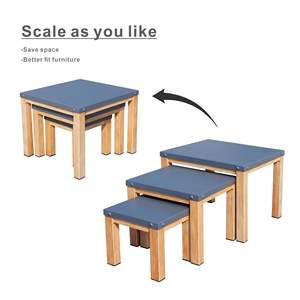 <b>Set</b> of Three Grey <b>Square</b> Aluminum Tables for Indoor and Outdoor Use - Product Image 2