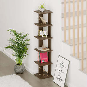 Étagère d'angle multi-niveaux en bois composite Cadlic ultra-brillant pour décoration murale, présentoir décoratif pour hall et salon. - Product Image 2