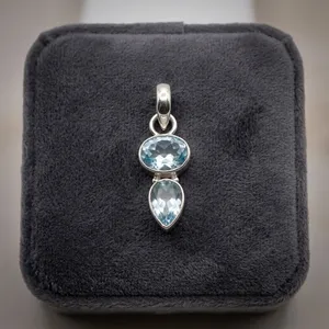 Colgante de Topacio Azul Océano Tranquilo, Hecho a Mano en Plata de Ley 925 de Primera Calidad, Amor Eterno, Minimalista, Unisex, para Uso Diario - Product Image 6