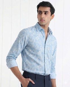 Chemise décontractée pour homme Enovate à imprimé floral 100% coton ODM à manches longues, double boutonnage, col rabattu, respirante en popeline pour l'été - Product Image 1