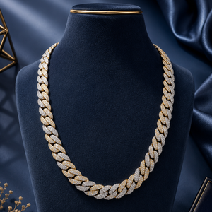 18ct Yellow Gold Diamond Cuban Link <b>Necklace</b> for Men Luxury High Polish <b>Statement</b> Chain for Wedding Party Daily Wear Gift - Product Image 4
