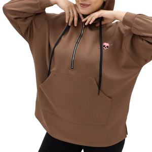 Custom Heavyweight Oversized Modest Islamic Muslim Cotton Women's <b>Hoodies</b> <b>Sweatshirts</b> for Ladies Quarter Zip Ladies Hoodie Dress - Product Image 1