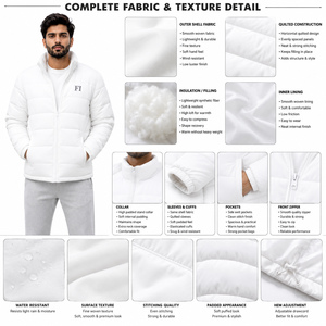 Men's Lightweight Quilted Padded <b>Jacket</b> Stand Collar Full Zip Winter Casual Outdoor Wear Wholesale Water Resistant Men's <b>Jackets</b> - Product Image 5