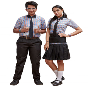 Conjunto de Camisa a Cuadros y Falda Lisa para Niños y Niñas, Uniforme Escolar para Todas las Temporadas, Cómodo, Duradero y Transpirable - Product Image 6