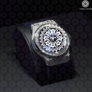 Montre de luxe pour femme Charm_Jewells, boîtier rond en acier inoxydable de 42 mm, cristal saphir, cadran analogique, bracelet en cuir lumineux - Product Image 1