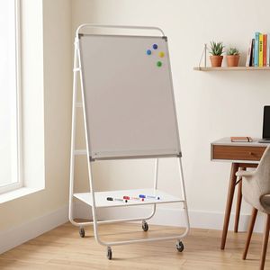 Chevalet de tableau blanc portable en métal avec roulettes et étagère de rangement, taille standard pour usage professionnel - Product Image 4