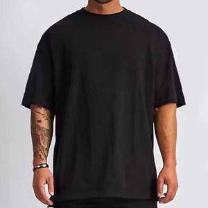 T-shirt personnalisé pour homme 100% coton, qualité luxe, col rond côtelé, motif uni, épaules tombantes, streetwear, t-shirt oversize - Product Image 4