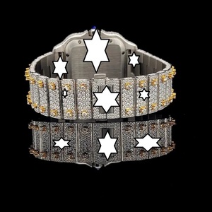 Nuevo Diseño, Reloj de Lujo Hecho a Mano, de Acero Inoxidable, Mecánico, con Caja Cuadrada, Cierre de Botón, Diamantes y Moissanita, Unisex, Estilo Iced Bust - Product Image 4