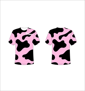 Custom Short Sleeve Sublimation T-Shirt Lightweight Athletic Apparel With Pink And Black Cow <b>Animal</b> Print Pattern Design - Product Image 1