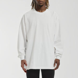 Custom Logo <b>T</b>-<b>Shirts</b> Solid Color High Weight Full <b>Sleeve</b> <b>T</b>-<b>Shirt</b> for Men Oversized 250 GSM <b>Long</b> <b>Sleeve</b> <b>T</b>-<b>Shirts</b> - Product Image 2