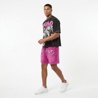 Ensemble T-shirt et short personnalisé avec impression sérigraphique et strass, effet délavé soleil, design très tendance, 100% coton, pour unisexe